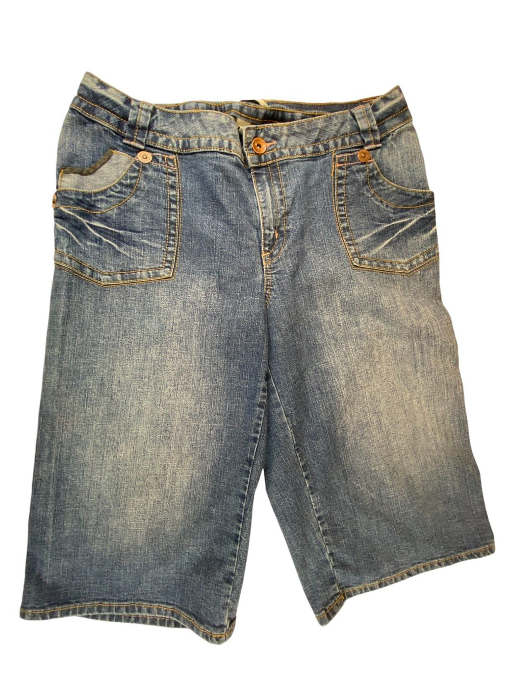 Venezia Womens Bermuda Shorts Blue 16 Denim Baggy Mid Rise Casual Medium Washed